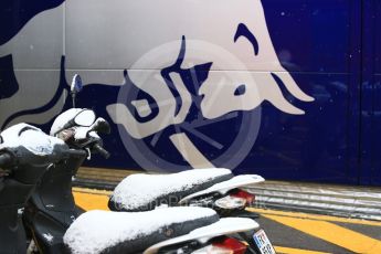 World © Octane Photographic Ltd. Formula 1 – Winter Test 1 – The 3rd day starts with snowfall at the circuit. Circuit de Barcelona-Catalunya, Spain. Wednesday 28th February 2018.