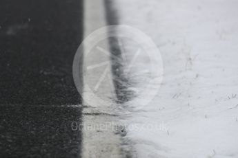 World © Octane Photographic Ltd. Formula 1 – Winter Test 1 – The 3rd day starts with snowfall at the circuit. Circuit de Barcelona-Catalunya, Spain. Wednesday 28th February 2018.