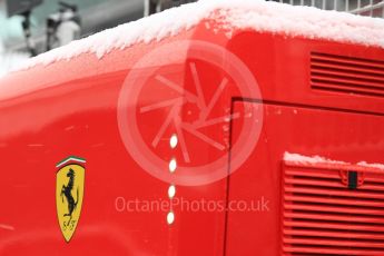 World © Octane Photographic Ltd. Formula 1 – Winter Test 1 – The 3rd day starts with snowfall at the circuit. Circuit de Barcelona-Catalunya, Spain. Wednesday 28th February 2018.