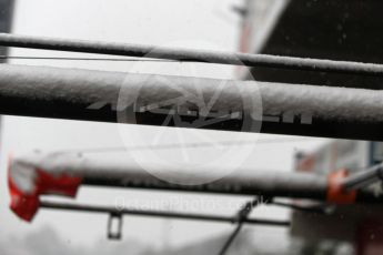 World © Octane Photographic Ltd. Formula 1 – Winter Test 1 – The 3rd day starts with snowfall at the circuit. Circuit de Barcelona-Catalunya, Spain. Wednesday 28th February 2018.