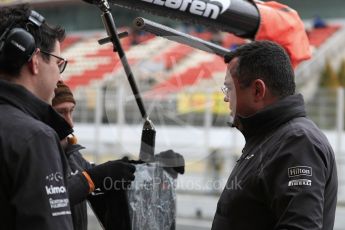 World © Octane Photographic Ltd. Formula 1 – Winter Test 1. McLaren - Eric Boullier. Circuit de Barcelona-Catalunya, Spain. Wednesday 28th February 2018.