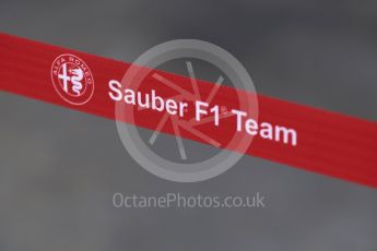 World © Octane Photographic Ltd. Formula 1 – Winter Test 1. Alfa Romeo Sauber F1 Team logo. Circuit de Barcelona-Catalunya, Spain. Wednesday 28th February 2018.