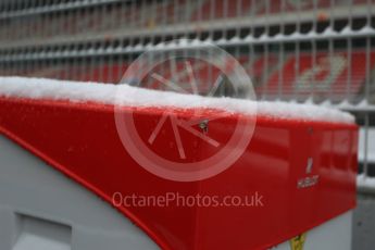 World © Octane Photographic Ltd. Formula 1 – Winter Test 1 – The 3rd day starts with snowfall at the circuit. Circuit de Barcelona-Catalunya, Spain. Wednesday 28th February 2018.