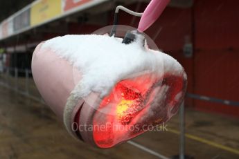 World © Octane Photographic Ltd. Formula 1 – Winter Test 1 – The 3rd day starts with snowfall at the circuit. Circuit de Barcelona-Catalunya, Spain. Wednesday 28th February 2018.