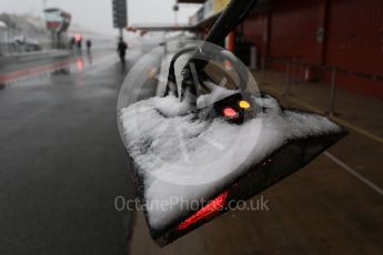 World © Octane Photographic Ltd. Formula 1 – Winter Test 1 – The 3rd day starts with snowfall at the circuit. Circuit de Barcelona-Catalunya, Spain. Wednesday 28th February 2018.