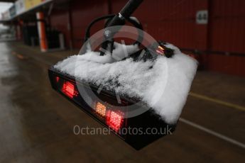 World © Octane Photographic Ltd. Formula 1 – Winter Test 1 – The 3rd day starts with snowfall at the circuit. Circuit de Barcelona-Catalunya, Spain. Wednesday 28th February 2018.