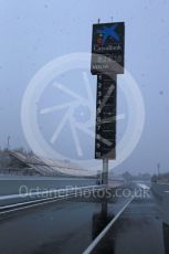 World © Octane Photographic Ltd. Formula 1 – Winter Test 1 – The 3rd day starts with snowfall at the circuit. Circuit de Barcelona-Catalunya, Spain. Wednesday 28th February 2018.