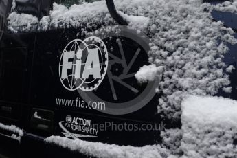 World © Octane Photographic Ltd. Formula 1 – Winter Test 1 – The 3rd day starts with snowfall at the circuit. Circuit de Barcelona-Catalunya, Spain. Wednesday 28th February 2018.