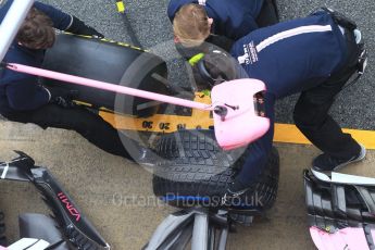 World © Octane Photographic Ltd. Formula 1 – Winter Test 1. Sahara Force India VJM11 Sergio Perez - tyre change practice. Circuit de Barcelona-Catalunya, Spain. Thursday 1st March 2018.