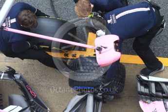 World © Octane Photographic Ltd. Formula 1 – Winter Test 1. Sahara Force India VJM11 Sergio Perez - tyre change practice. Circuit de Barcelona-Catalunya, Spain. Thursday 1st March 2018.