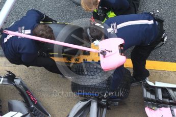 World © Octane Photographic Ltd. Formula 1 – Winter Test 1. Sahara Force India VJM11 Sergio Perez - tyre change practice. Circuit de Barcelona-Catalunya, Spain. Thursday 1st March 2018.