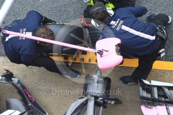 World © Octane Photographic Ltd. Formula 1 – Winter Test 1. Sahara Force India VJM11 Sergio Perez - tyre change practice. Circuit de Barcelona-Catalunya, Spain. Thursday 1st March 2018.