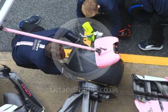 World © Octane Photographic Ltd. Formula 1 – Winter Test 1. Sahara Force India VJM11 Sergio Perez - tyre change practice. Circuit de Barcelona-Catalunya, Spain. Thursday 1st March 2018.