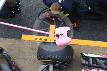 World © Octane Photographic Ltd. Formula 1 – Winter Test 1. Sahara Force India VJM11 Sergio Perez - tyre change practice. Circuit de Barcelona-Catalunya, Spain. Thursday 1st March 2018.