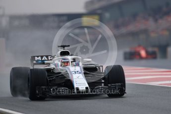 World © Octane Photographic Ltd. Formula 1 – Winter Test 1. Williams Martini Racing FW41 – Sergey Sirotkin and Scuderia Ferrari SF71-H – Sebastian Vettel. Circuit de Barcelona-Catalunya, Spain. Thursday 1st March 2018.