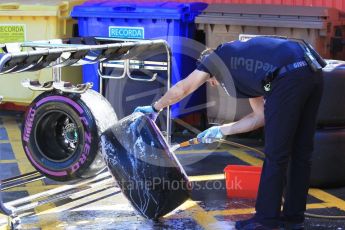 World © Octane Photographic Ltd. Formula 1 – Winter Test 2. Aston Martin Red Bull Racing TAG Heuer RB14 tyres getting washed. Circuit de Barcelona-Catalunya, Spain. Tuesday 6th March 2018.