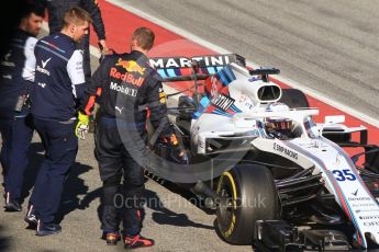 World © Octane Photographic Ltd. Formula 1 – Winter Test 2. Williams Martini Racing FW41 – Sergey Sirotkin's car stops in the pitlane opposite Red Bull. Circuit de Barcelona-Catalunya, Spain. Wednesday 7th March 2018.