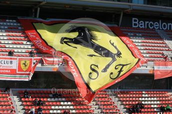 World © Octane Photographic Ltd. Formula 1 – Winter Test 2. Scuderia Ferrari fans in the grandstand. Circuit de Barcelona-Catalunya, Spain. Wednesday 7th March 2018.