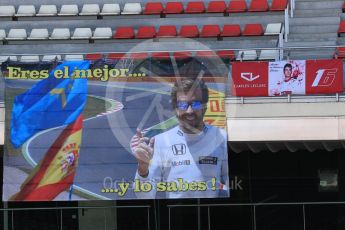 World © Octane Photographic Ltd. Formula 1 – Fernando Alonso flag. Circuit de Barcelona-Catalunya, Spain. Wednesday 7th March 2018.