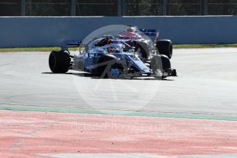 World © Octane Photographic Ltd. Formula 1 – Winter Test 2. Alfa Romeo Sauber F1 Team C37 – Charles Leclerc and Sahara Force India VJM11 - Esteban Ocon. Circuit de Barcelona-Catalunya, Spain. Wednesday 7th March 2018.