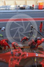 World © Octane Photographic Ltd. Formula 1 – Winter Test 2. Scuderia Ferrari – Kimi Raikkonen’s wife, Minttu Virtanen and son Robin Raikkonen. Circuit de Barcelona-Catalunya, Spain. Wednesday 7th March 2018.