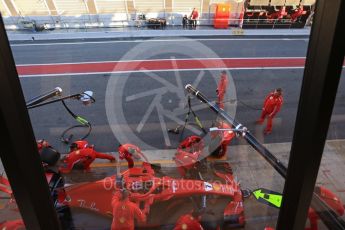 World © Octane Photographic Ltd. Formula 1 – Winter Test 2. Scuderia Ferrari – Kimi Raikkonen’s wife, Minttu Virtanen and son Robin Raikkonen. Circuit de Barcelona-Catalunya, Spain. Wednesday 7th March 2018.