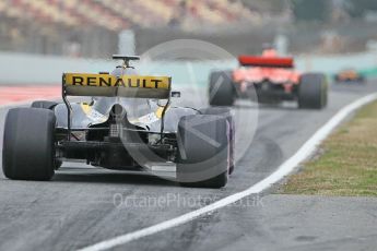 World © Octane Photographic Ltd. Formula 1 – Winter Test 2. Scuderia Ferrari SF71-H – Sebastian Vettel and Renault Sport F1 Team RS18 – Nico Hulkenberg. Circuit de Barcelona-Catalunya, Spain. Thursday 8th March 2018.