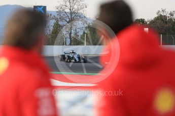 World © Octane Photographic Ltd. Formula 1 – Winter Test 2. Mercedes AMG Petronas Motorsport AMG F1 W09 EQ Power+ - Valtteri Bottas being watched by Ferarri. Circuit de Barcelona-Catalunya, Spain. Thursday 8th March 2018.