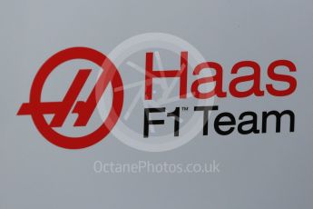 World © Octane Photographic Ltd. Formula 1 – Winter Test 2. Haas F1 Team logo. Circuit de Barcelona-Catalunya, Spain. Thursday 8th March 2018.