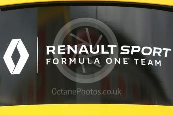 World © Octane Photographic Ltd. Formula 1 – Winter Test 2. Renault Sport F1 Team logo. Circuit de Barcelona-Catalunya, Spain. Thursday 8th March 2018.