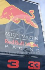 World © Octane Photographic Ltd. Formula 1 – Winter Test 2. Aston Martin Red Bull Racing banner. Circuit de Barcelona-Catalunya, Spain. Thursday 8th March 2018.