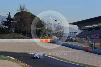 World © Octane Photographic Ltd. Formula 1 – Winter Test 2. McLaren MCL33 – Fernando Alonso stops on track at turn 7. Circuit de Barcelona-Catalunya, Spain. Friday 9th March 2018.