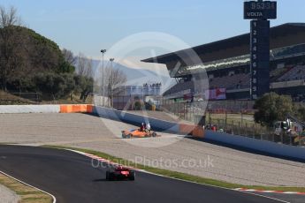 World © Octane Photographic Ltd. Formula 1 – Winter Test 2. McLaren MCL33 – Fernando Alonso stops on track at turn 7. Circuit de Barcelona-Catalunya, Spain. Friday 9th March 2018.