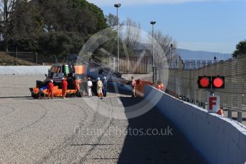 World © Octane Photographic Ltd. Formula 1 – Winter Test 2. McLaren MCL33 – Fernando Alonso stops on track at turn 7. Circuit de Barcelona-Catalunya, Spain. Friday 9th March 2018.