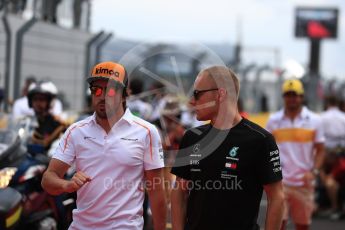 World © Octane Photographic Ltd. Formula 1 – French GP - Drivers Parade. Mercedes AMG Petronas Motorsport AMG F1 W09 EQ Power+ - Valtteri Bottas and McLaren MCL33 – Fernando Alonso. Circuit Paul Ricard, Le Castellet, France. Sunday 24th June 2018.