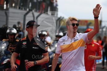 World © Octane Photographic Ltd. Formula 1 – French GP - Drivers Parade. Renault Sport F1 Team RS18 – Nico Hulkenberg and Aston Martin Red Bull Racing TAG Heuer RB14 – Max Verstappen. Circuit Paul Ricard, Le Castellet, France. Sunday 24th June 2018.