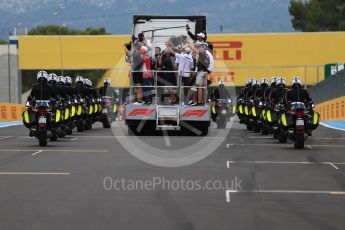 World © Octane Photographic Ltd. Formula 1 – French GP. Gendarmerie police line the drivers parade. Circuit Paul Ricard, Le Castellet, France. Sunday 24th June 2018.