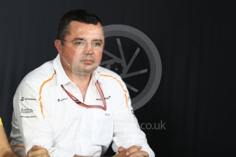 World © Octane Photographic Ltd. Formula 1 - French GP - Friday FIA Team Press Conference. Eric Boullier - Racing Director of McLaren. Circuit Paul Ricard, Le Castellet, France. Friday 22nd June 2018.