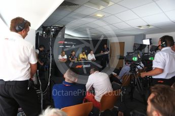World © Octane Photographic Ltd. Formula 1 - French GP - Friday FIA Team Press Conference. Cyril Abiteboul - Managing Director of Renault Sport Racing Formula 1 Team, Eric Boullier - Racing Director of McLaren, Christian Horner - Team Principal of Red Bull Racing and Frederic Vasseur – Team Principal and CEO of Sauber Motorsport AG. Circuit Paul Ricard, Le Castellet, France. Friday 22nd June 2018.
