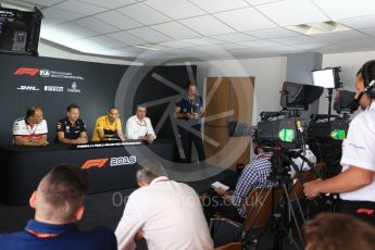 World © Octane Photographic Ltd. Formula 1 - French GP - Friday FIA Team Press Conference. Cyril Abiteboul - Managing Director of Renault Sport Racing Formula 1 Team, Eric Boullier - Racing Director of McLaren, Christian Horner - Team Principal of Red Bull Racing and Frederic Vasseur – Team Principal and CEO of Sauber Motorsport AG. Circuit Paul Ricard, Le Castellet, France. Friday 22nd June 2018.