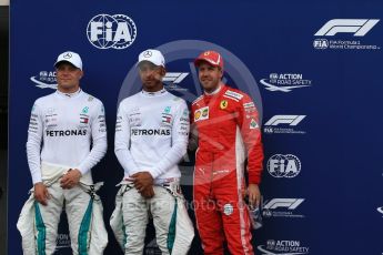World © Octane Photographic Ltd. Formula 1 – French GP - Qualifying. Mercedes AMG Petronas Motorsport AMG F1 W09 EQ Power+ - Lewis Hamilton,Valtteri Bottas and Scuderia Ferrari SF71-H – Sebastian Vettel. Circuit Paul Ricard, Le Castellet, France. Saturday 23rd June 2018.