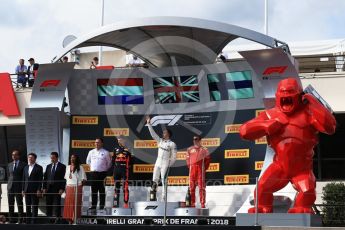 World © Octane Photographic Ltd. Formula 1 – French GP - Race Podium. Mercedes AMG Petronas Motorsport AMG F1 W09 EQ Power+ - Lewis Hamilton, Aston Martin Red Bull Racing TAG Heuer RB14 – Max Verstappen and Scuderia Ferrari SF71-H – Kimi Raikkonen. Circuit Paul Ricard, Le Castellet, France. Sunday 24th June 2018.