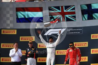 World © Octane Photographic Ltd. Formula 1 – French GP - Race Podium. Mercedes AMG Petronas Motorsport AMG F1 W09 EQ Power+ - Lewis Hamilton, Aston Martin Red Bull Racing TAG Heuer RB14 – Max Verstappen and Scuderia Ferrari SF71-H – Kimi Raikkonen. Circuit Paul Ricard, Le Castellet, France. Sunday 24th June 2018.