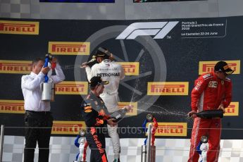 World © Octane Photographic Ltd. Formula 1 – French GP - Race Podium. Mercedes AMG Petronas Motorsport AMG F1 W09 EQ Power+ - Lewis Hamilton, Aston Martin Red Bull Racing TAG Heuer RB14 – Max Verstappen and Scuderia Ferrari SF71-H – Kimi Raikkonen. Circuit Paul Ricard, Le Castellet, France. Sunday 24th June 2018.