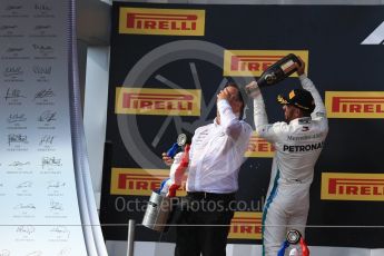 World © Octane Photographic Ltd. Formula 1 – French GP - Race Podium. Mercedes AMG Petronas Motorsport AMG F1 W09 EQ Power+ - Lewis Hamilton and Ron Meadows - Mercedes AMG F1 Team Manager. Circuit Paul Ricard, Le Castellet, France. Sunday 24th June 2018.