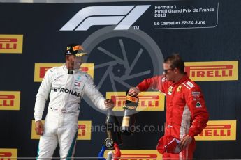 World © Octane Photographic Ltd. Formula 1 – French GP - Race Podium. Mercedes AMG Petronas Motorsport AMG F1 W09 EQ Power+ - Lewis Hamilton and Scuderia Ferrari SF71-H – Kimi Raikkonen. Circuit Paul Ricard, Le Castellet, France. Sunday 24th June 2018.