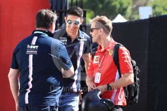 World © Octane Photographic Ltd. Formula 1 – French GP - Paddock. Scuderia Ferrari - Sebastian Vettel and Sahara Force India - Esteban Ocon. Circuit Paul Ricard, Le Castellet, France. Friday 22nd June 2018.