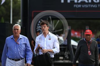 World © Octane Photographic Ltd. Formula 1 - French GP - Paddock. Toto Wolff - Executive Director & Head of Mercedes-Benz Motorsport, Niki Lauda - Non-Executive Chairman of Mercedes-Benz Motorsport and Lawrence Stroll. Circuit Paul Ricard, Le Castellet, France. Sunday 24th June 2018.