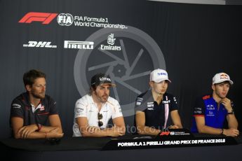 World © Octane Photographic Ltd. Formula 1 – French GP - Thursday Driver Press Conference. Scuderia Toro Rosso – Pierre Gasly, Sahara Force India - Esteban Ocon, McLaren – Fernando Alonso and Haas F1 Team – Romain Grosjean. Circuit Paul Ricard, Le Castellet, France. Thursday 21st June 2018.