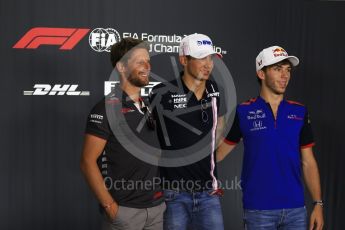 World © Octane Photographic Ltd. Formula 1 – French GP - Thursday Driver Press Conference. Scuderia Toro Rosso – Pierre Gasly, Sahara Force India - Esteban Ocon and Haas F1 Team – Romain Grosjean. Circuit Paul Ricard, Le Castellet, France. Thursday 21st June 2018.